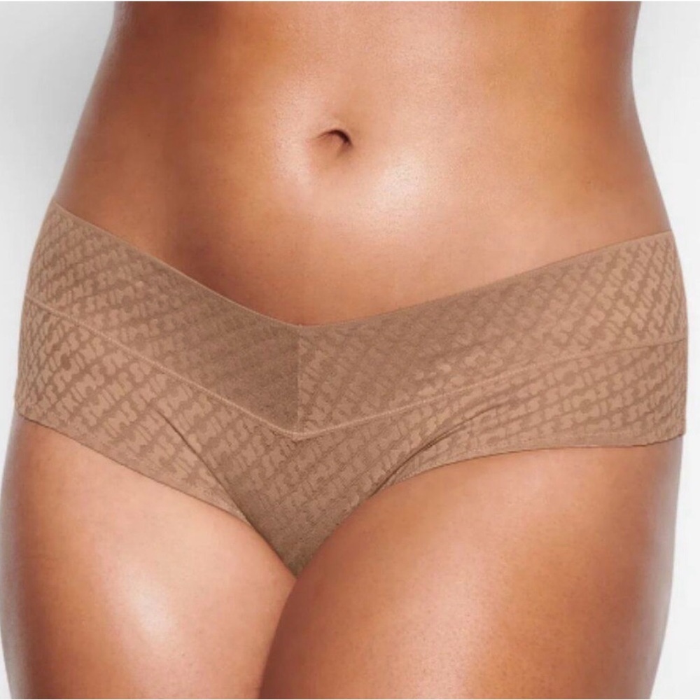 SKIMS Logo Mesh Cheeky Bikini Boyshort Color Clay | NWT